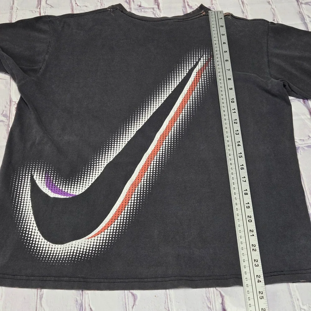 Vintage Nike Air T-Shirt Mens Black Single Stitch Bleached Distressed Thrashed M